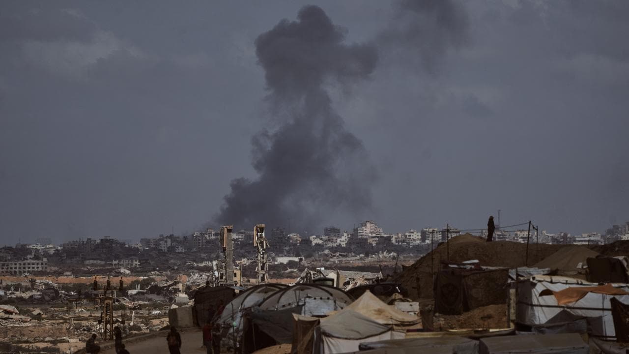 Smoke rises following an Israeli military strike in Gaza City