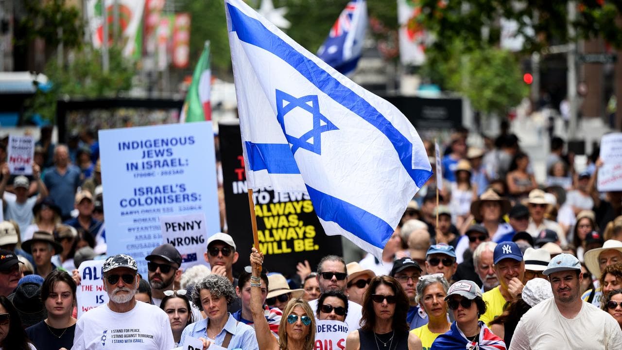 An Israeli flag flown during a march (file image)