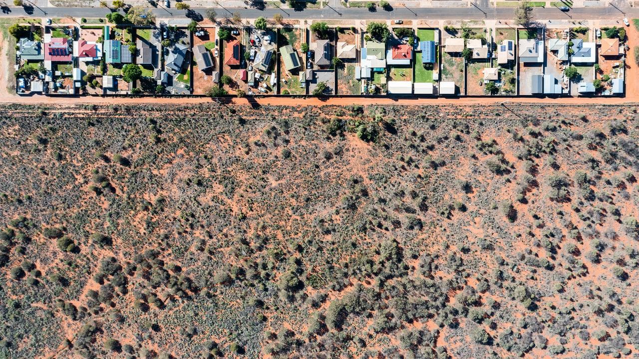 A file photo of homes in western NSW 