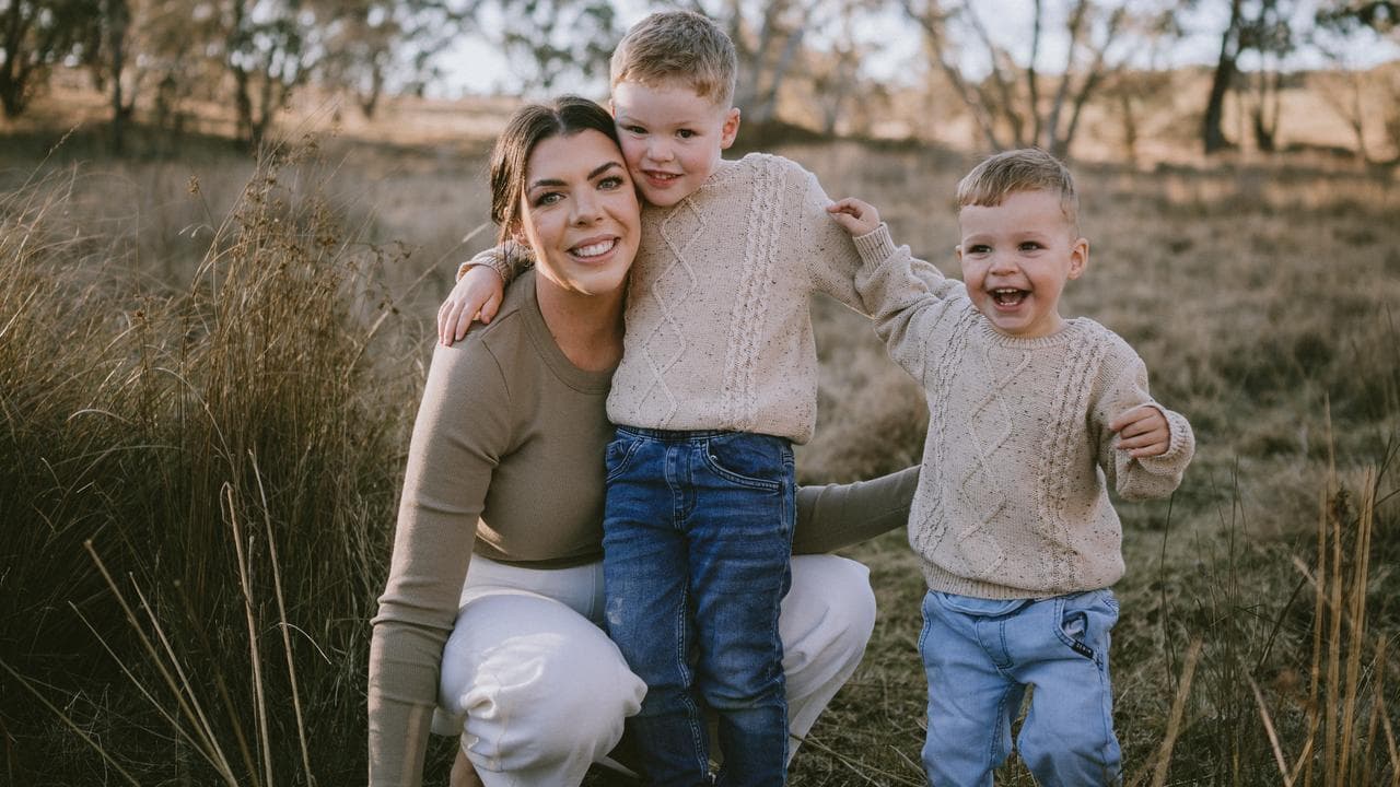 Claire Brett with her sons Rosco (middle) and Jimmy