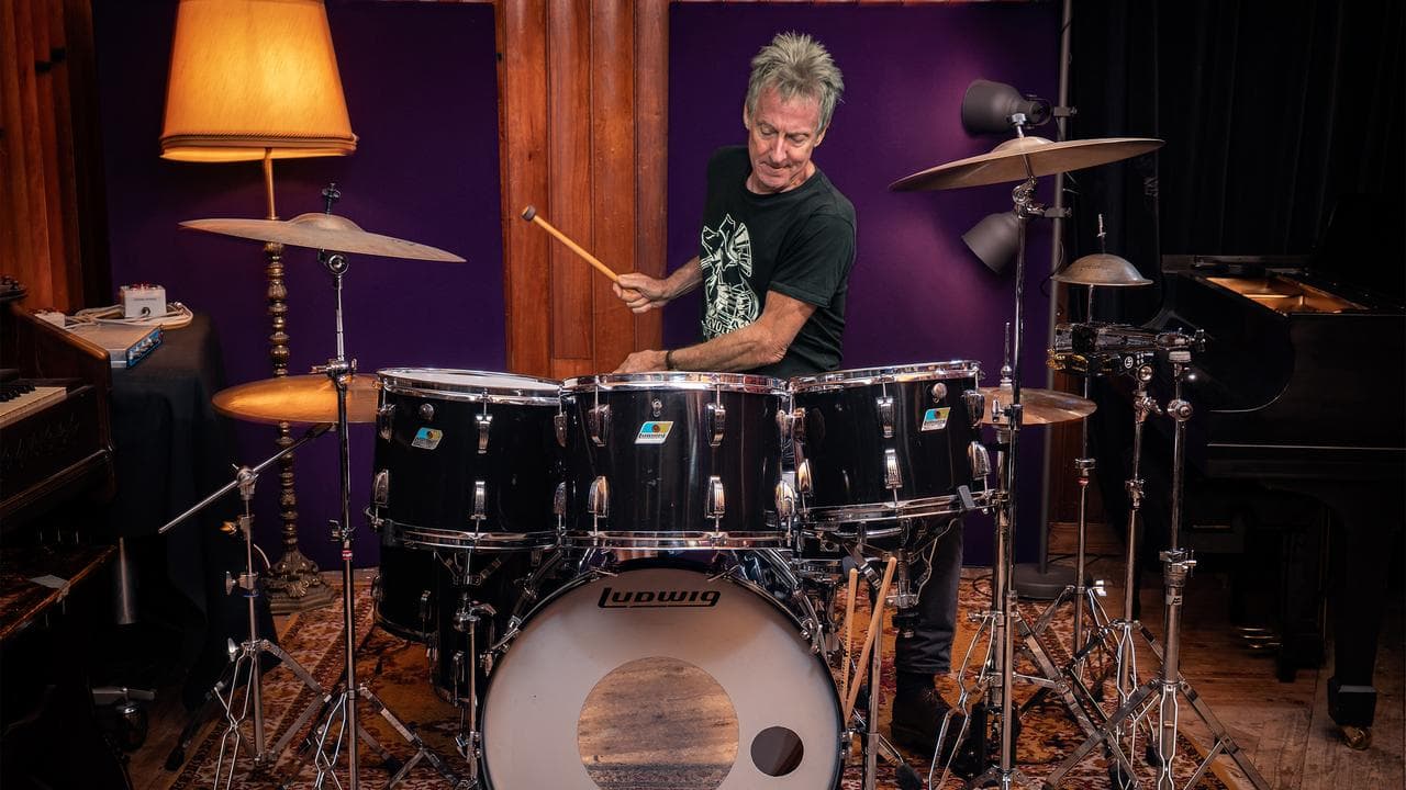 he 1979 black Ludwig drum kit played by Midnight Oil's Rob Hirst.