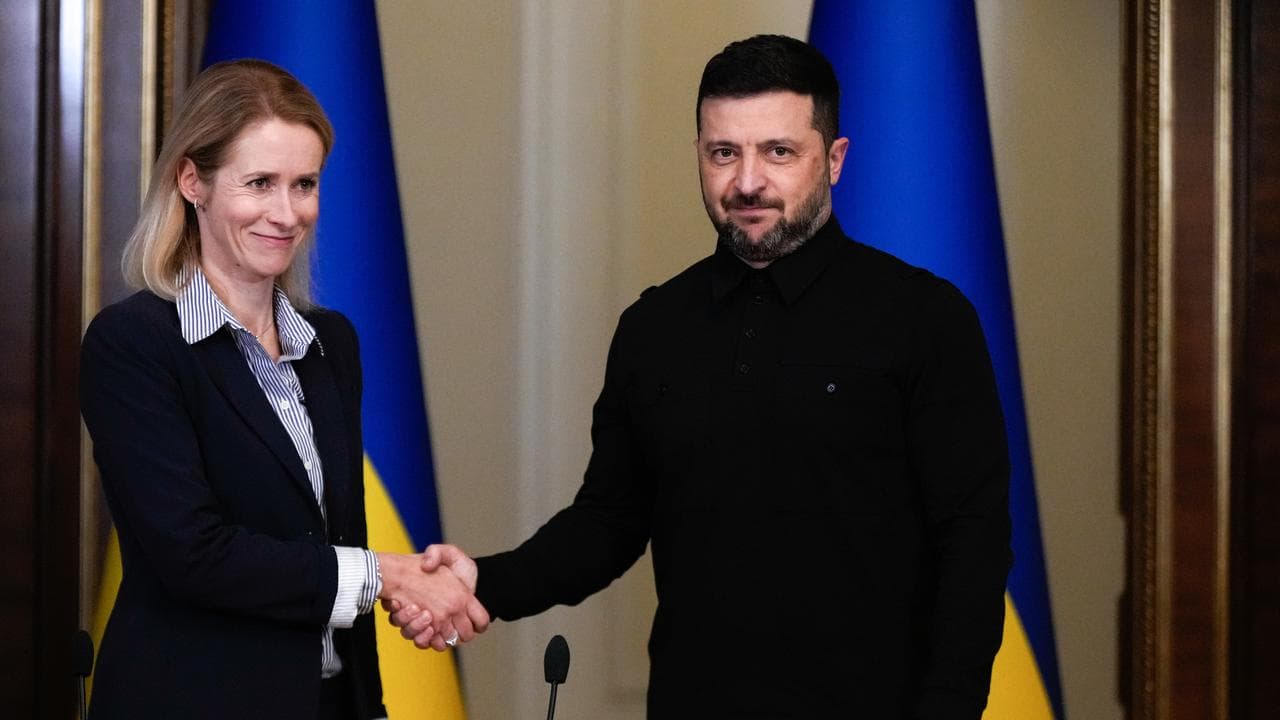 Ukraine President Volodymyr Zelenskiy, EU representative Kaja Kallas