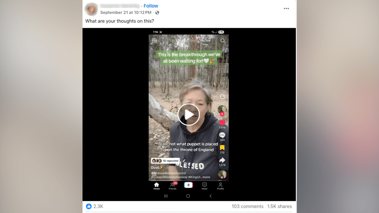 A screenshot of a Facebook post.