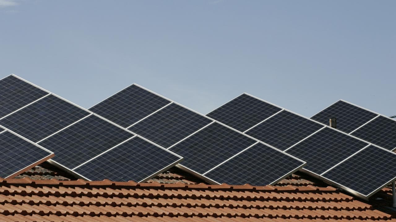 A photo of rooftop solar panels.