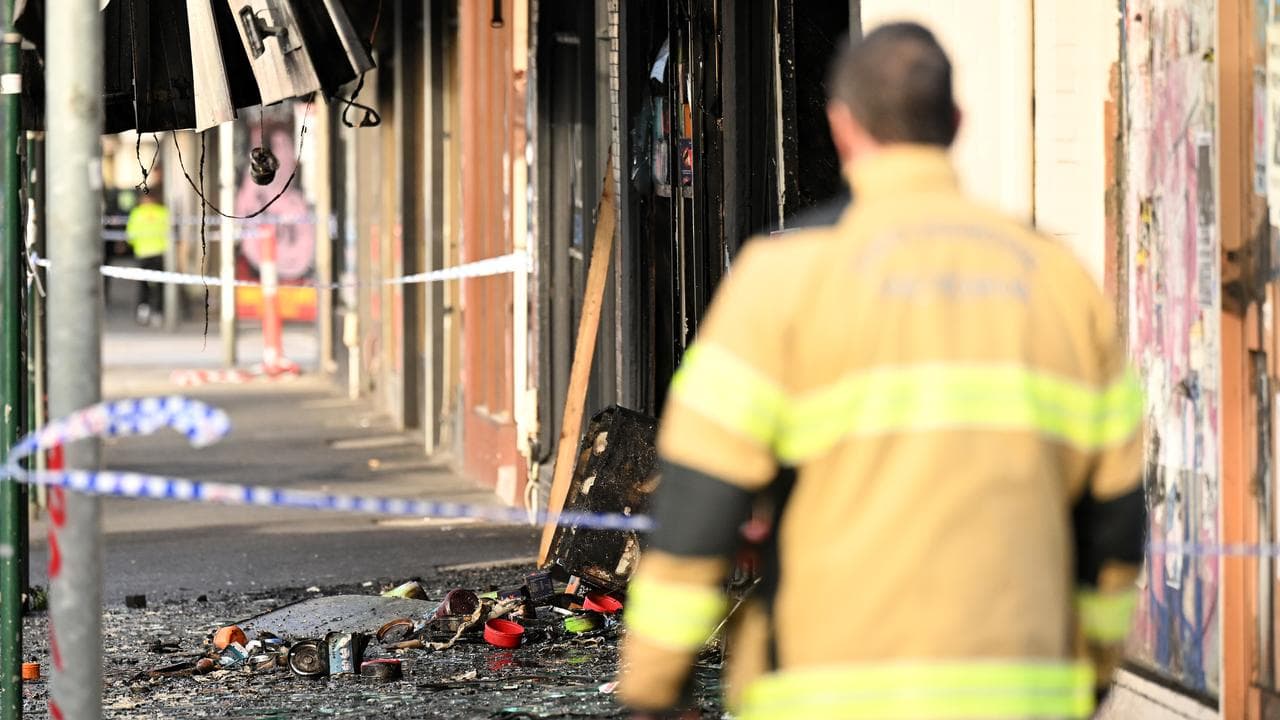 Damage from a tobacco shop fire in Melbourne