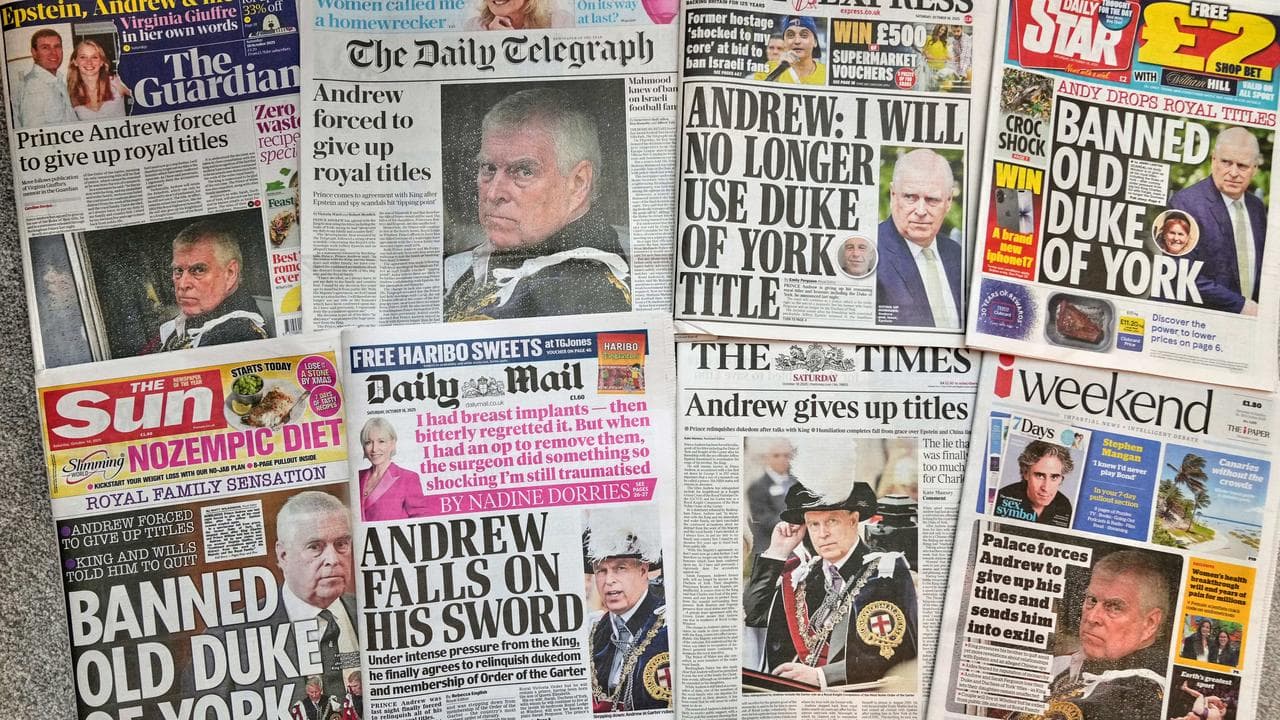 A selection of British national newspapers