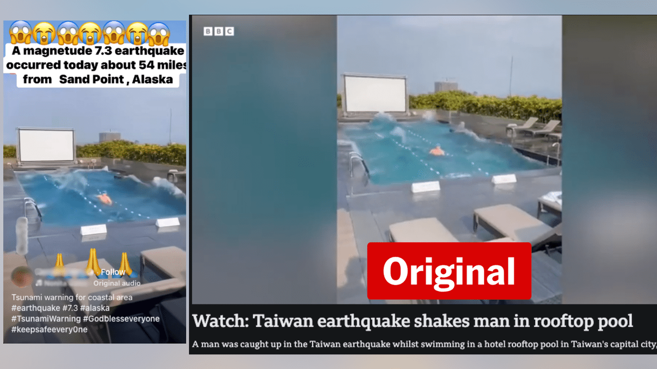 A screenshot of a Facebook post and a video on the BBC website.