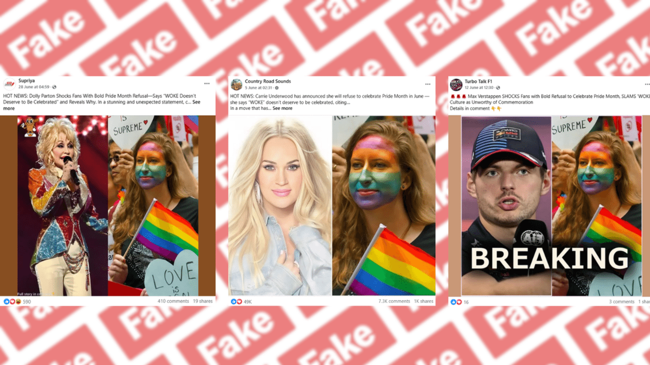 Screenshots of three Facebook posts.