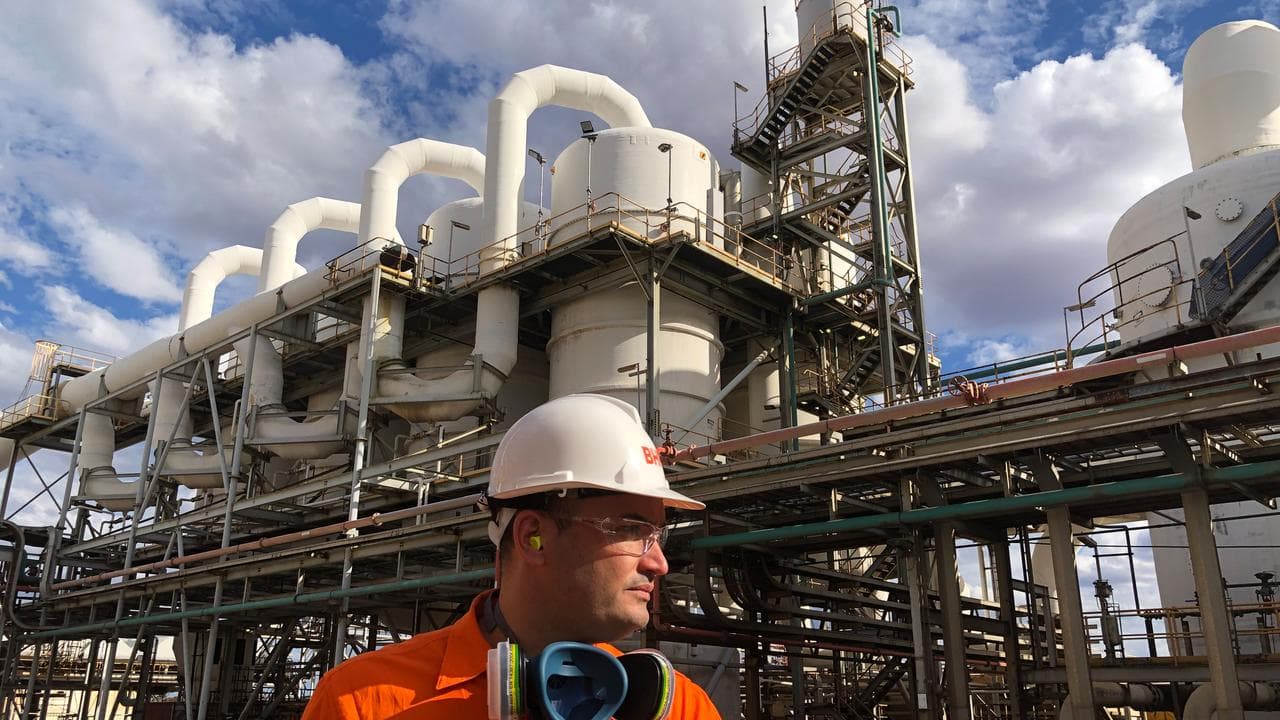 BHP worker Jimmy Clothier at the BHP Kalgoorlie Nickel Smelter in WA.