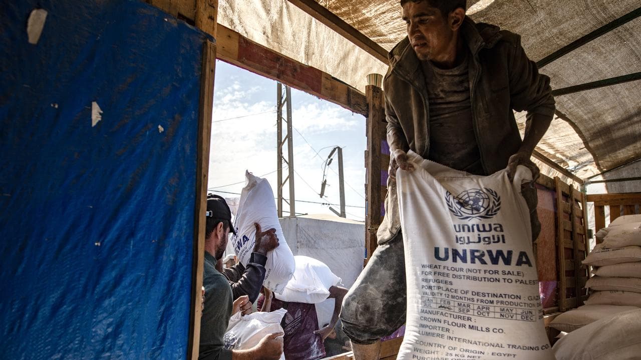 UNRWA agency hands out bags of flour