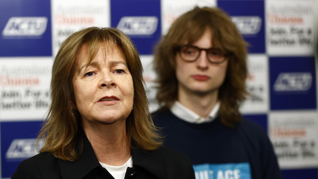 ACTU president Michele O'Neil speaks to media