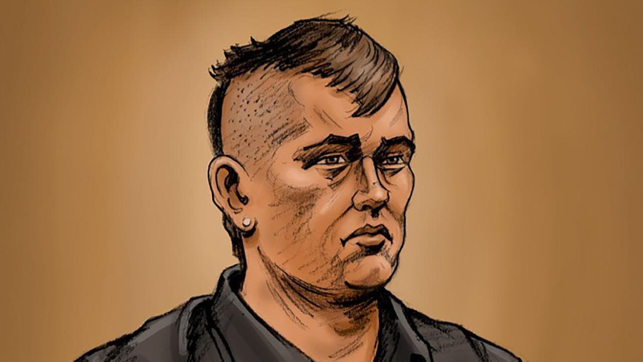 A court sketch shows Lachlan Young