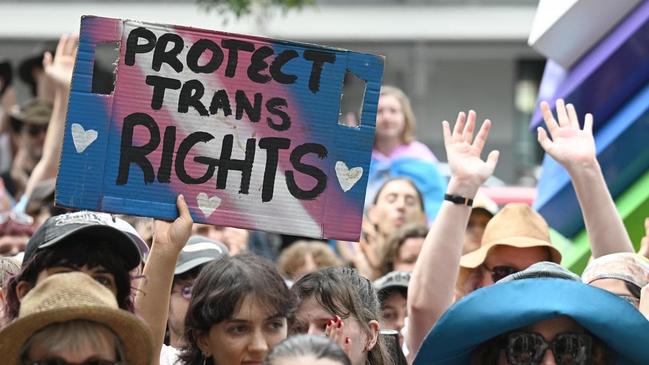 Protesters at a trans rally (file image)