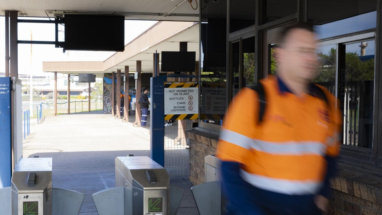 A worker completes his shift at Tomago Aluminium