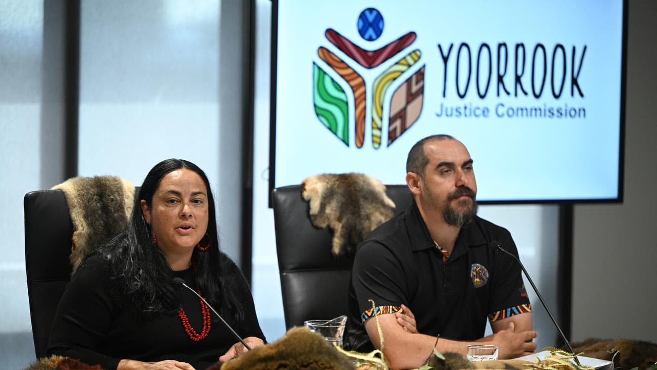 Ngarra Murray and Rueben Berg at the Yoorrook Justice Commission