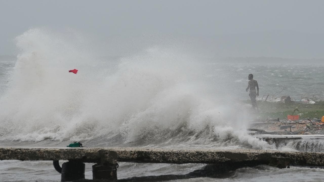 Waves splash in Kingston, Jamaica, as Hurricane Melissa approaches