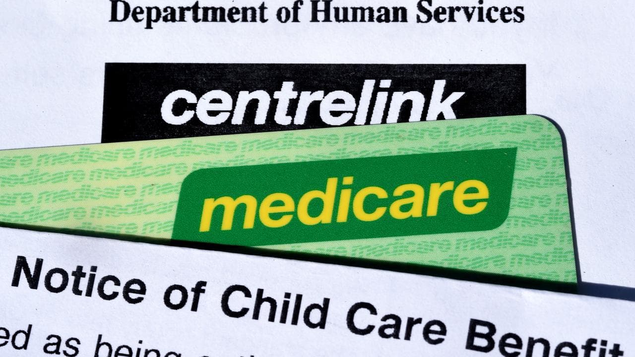 A stock photograph showing Centerlink and Medicare branding