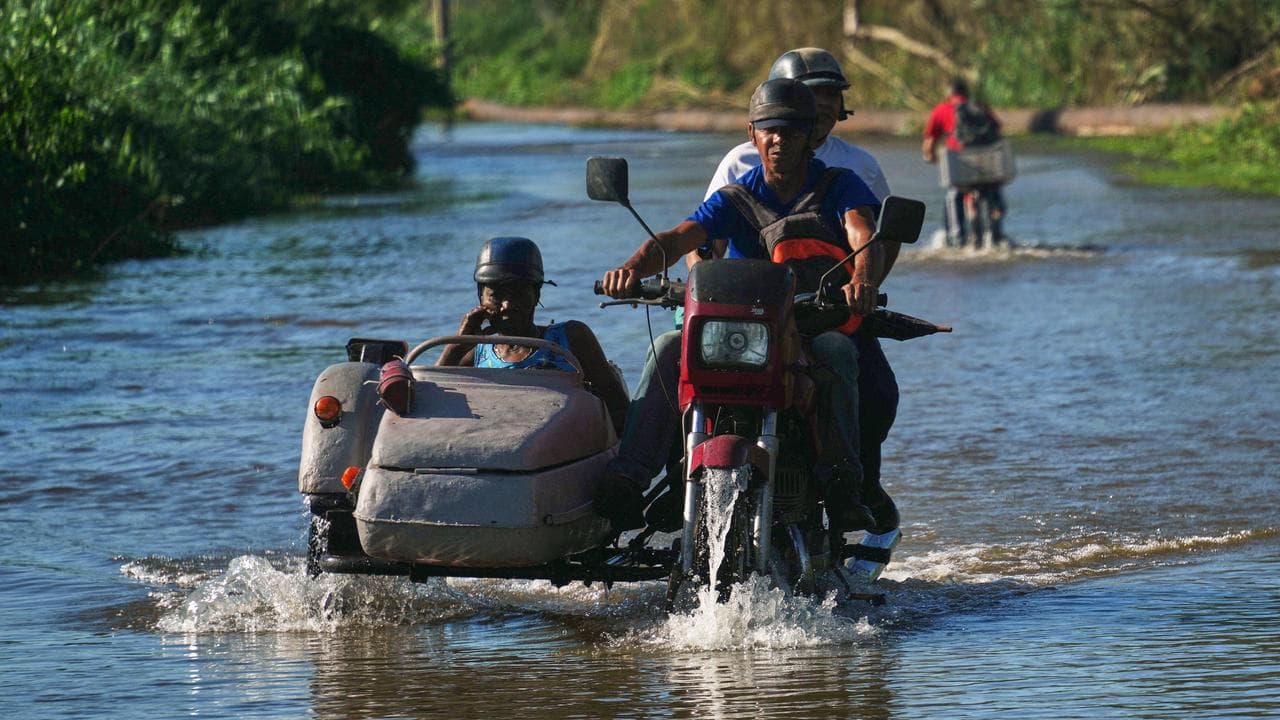 Flooded road after Hurricane Melissa in Cuba