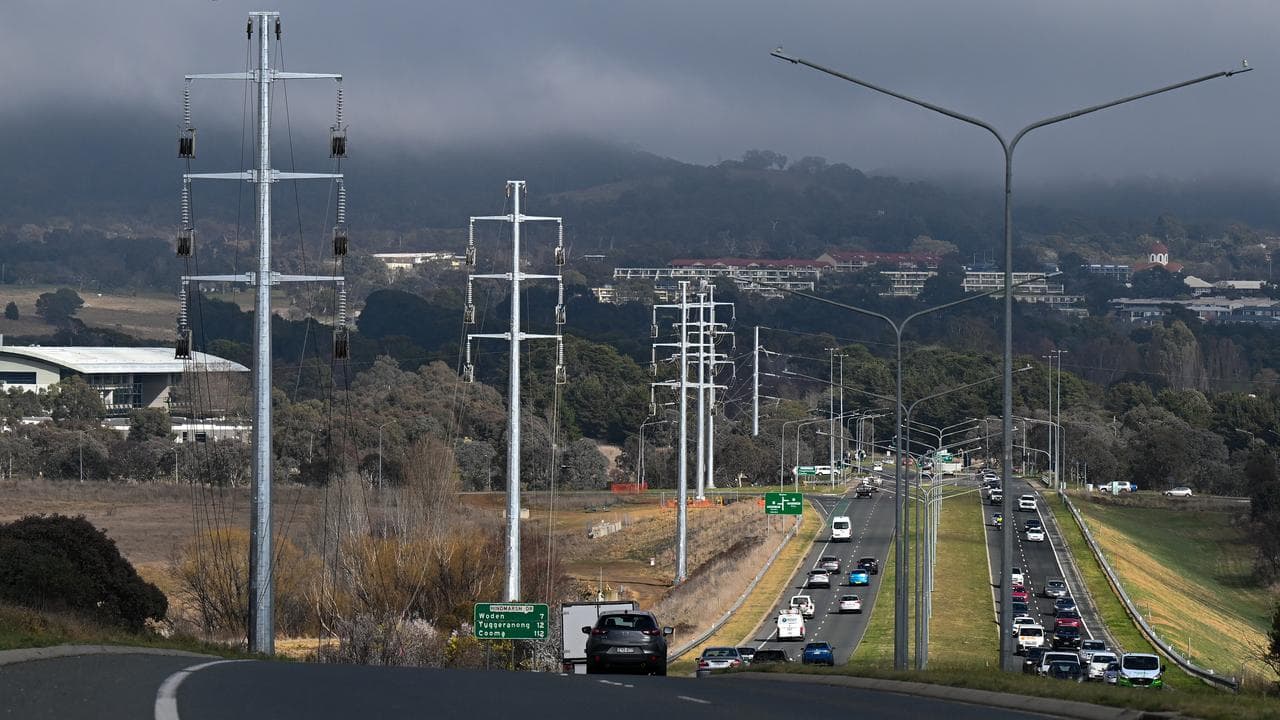 Power lines in Canberra