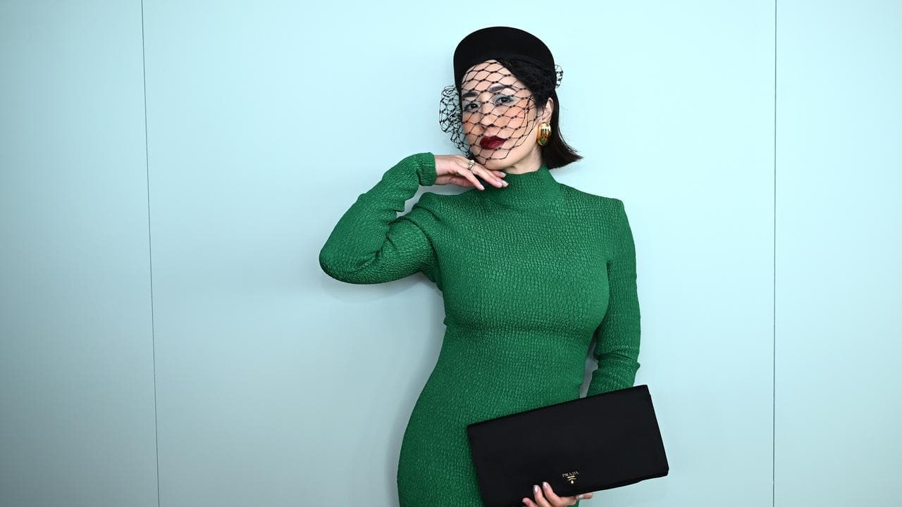 Melissa Leong poses for photographs  on Melbourne Cup Day