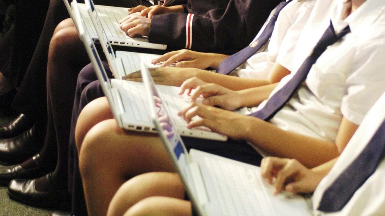 Students work on computers at Arthur Phillip High School in Sydney