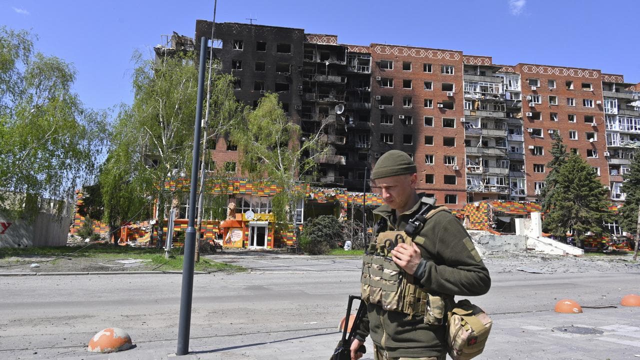 A file photo of a Ukrainian soldier in Pokrovsk