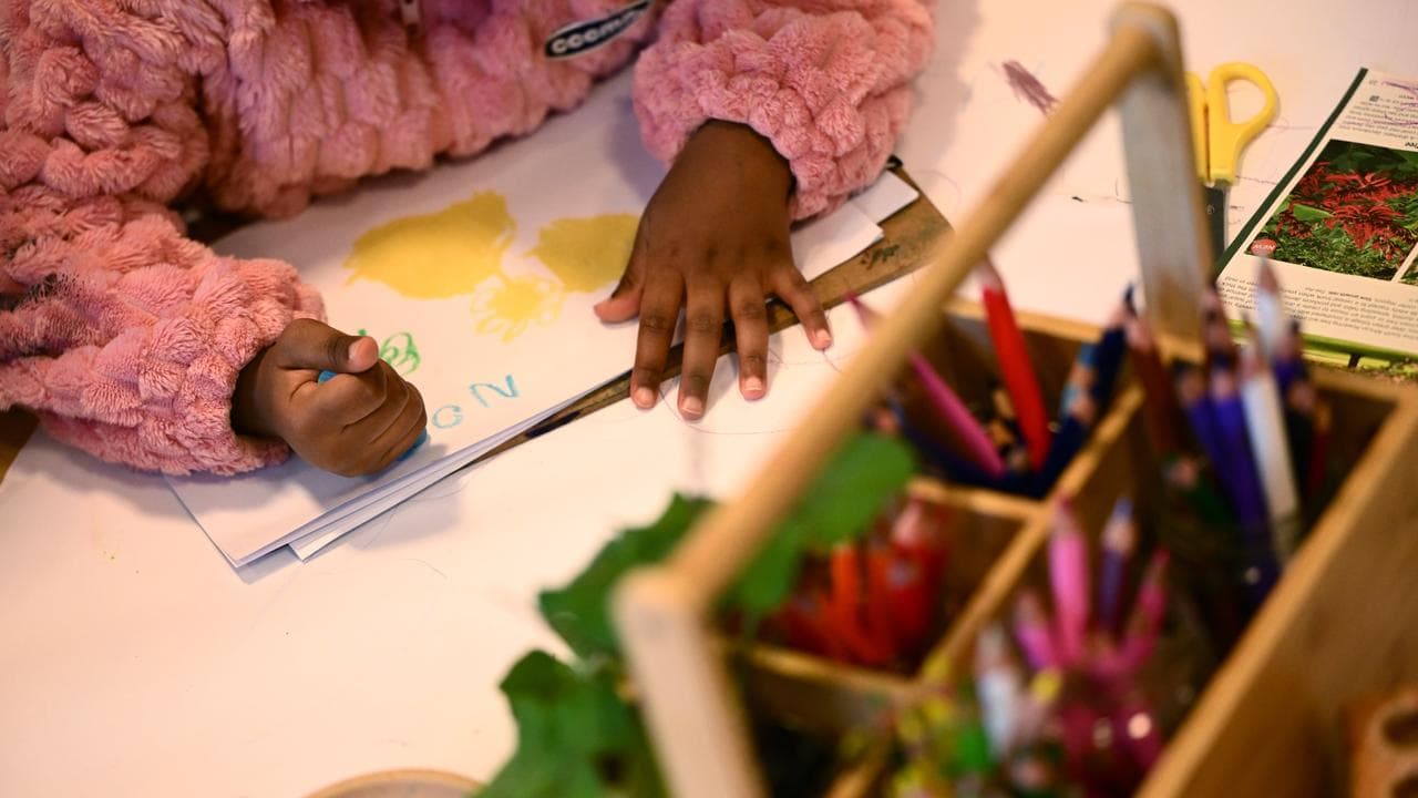 A child drawing pictures