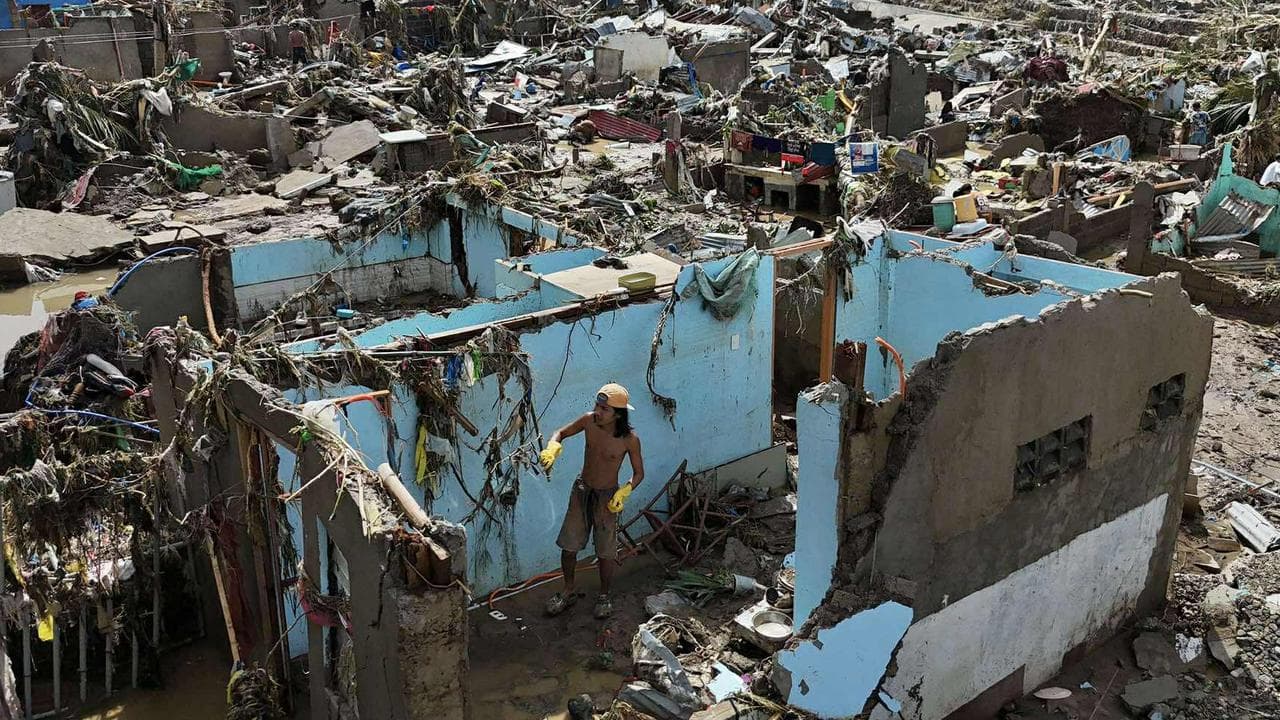 Storm damage in communities in Talisay, Philippines