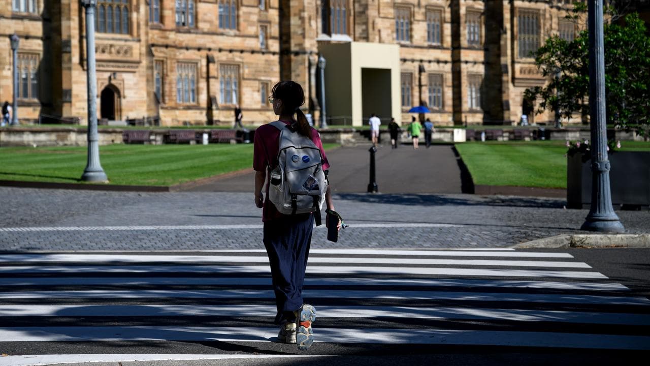 Students are seen at the University of Sydney,