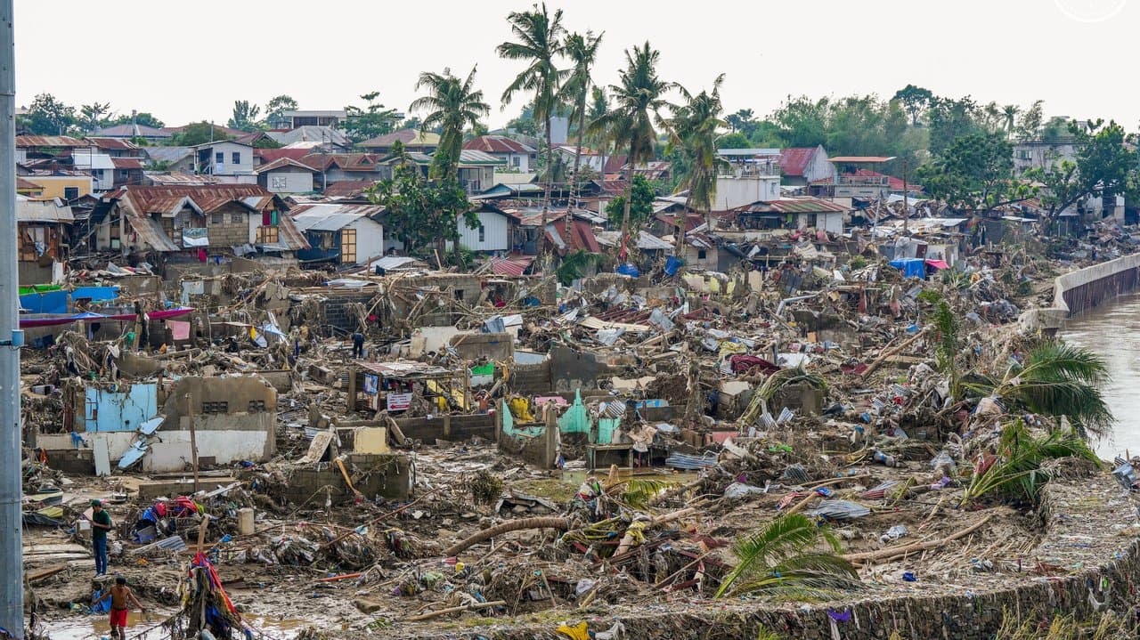 Damaged village from Typhoon Kalmaegi