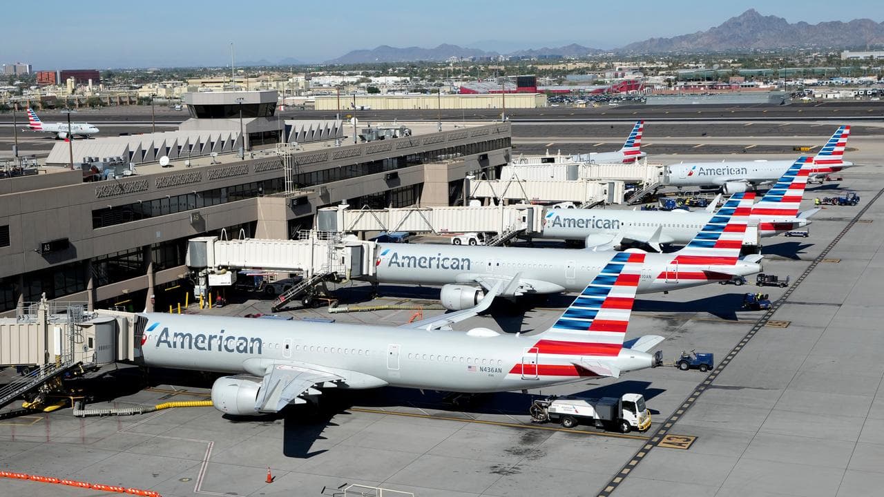 American Airlines parked at Phoenix Sky Harbor International Airport