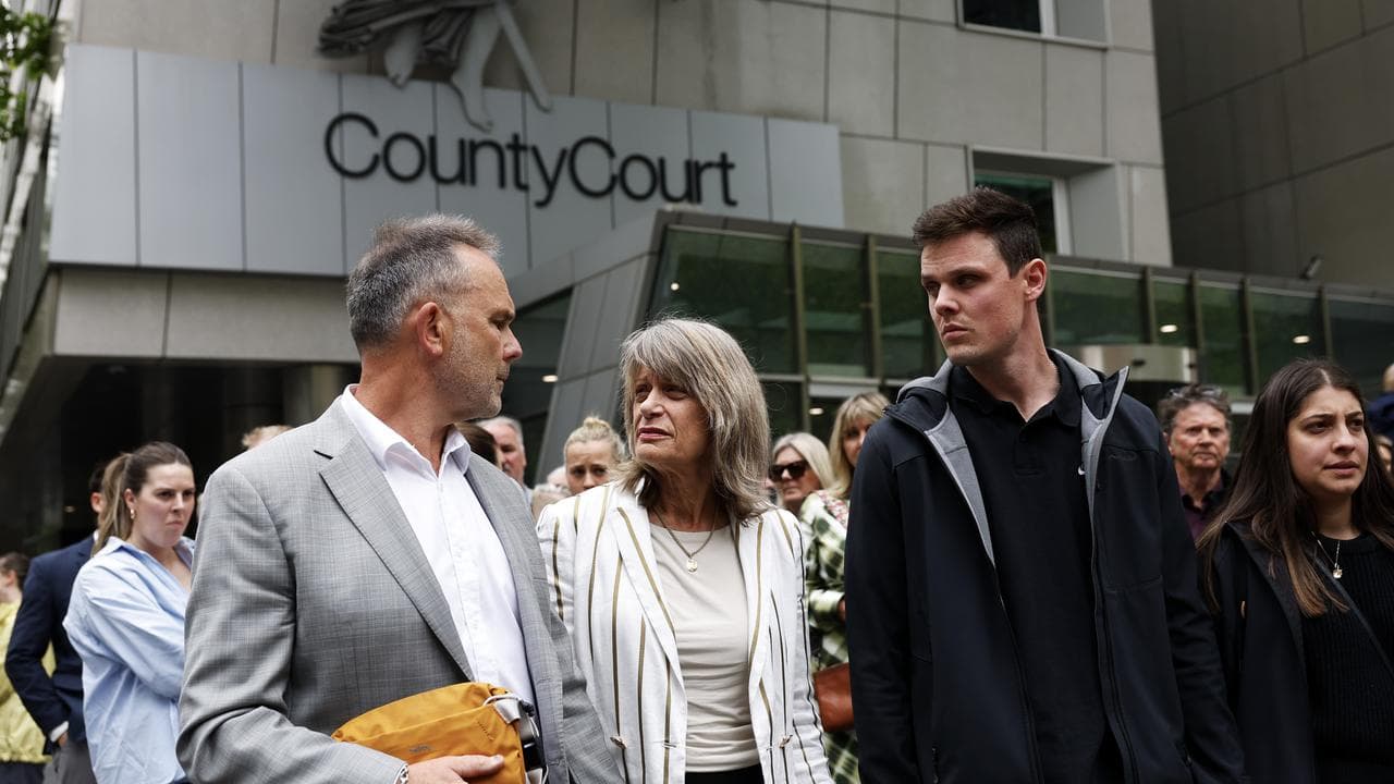 Elise Hodder's parents Michael and Pauline leave court