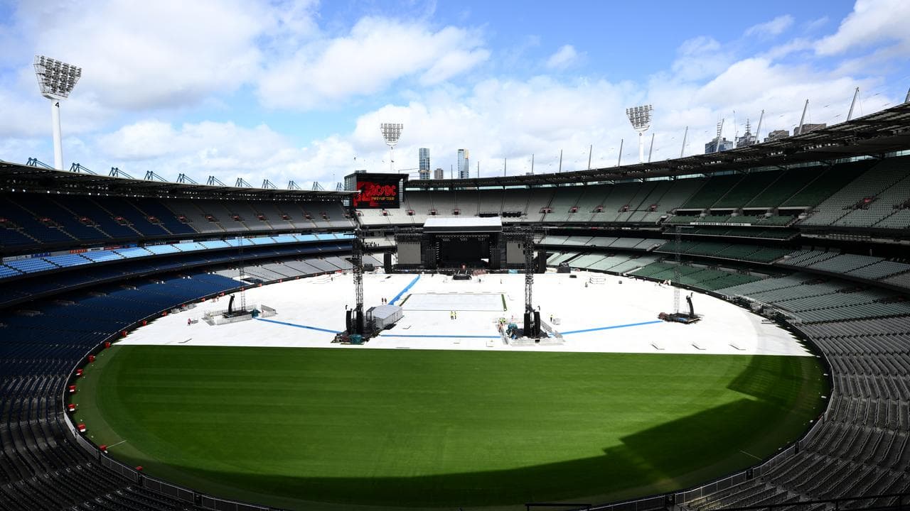 Staging before a concert by Australian rock band AC/DC at the MCG
