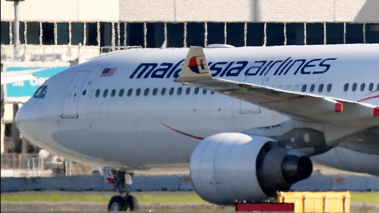 Malaysia Airlines plane is seen at Sydney International Airport