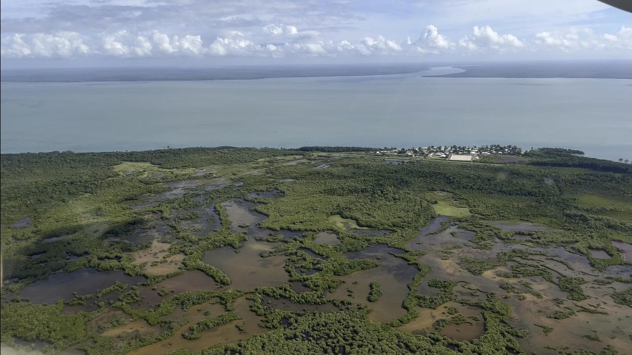 Boigu island in the Torres Strait after rainfall and high tides