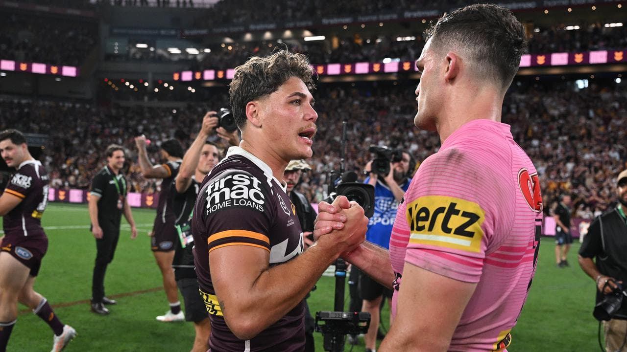 Reece Walsh with Nathan Cleary.