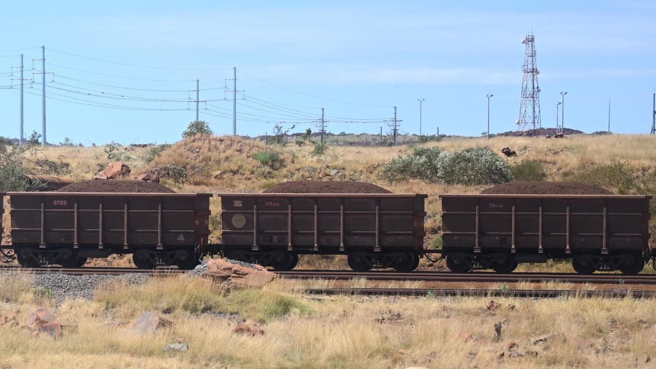 Iron ore on freight train
