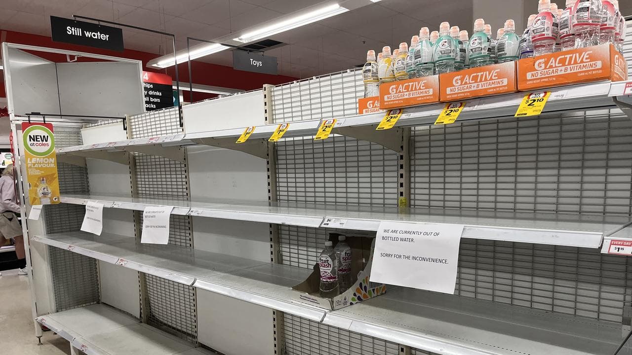 Empty supermarket shelves