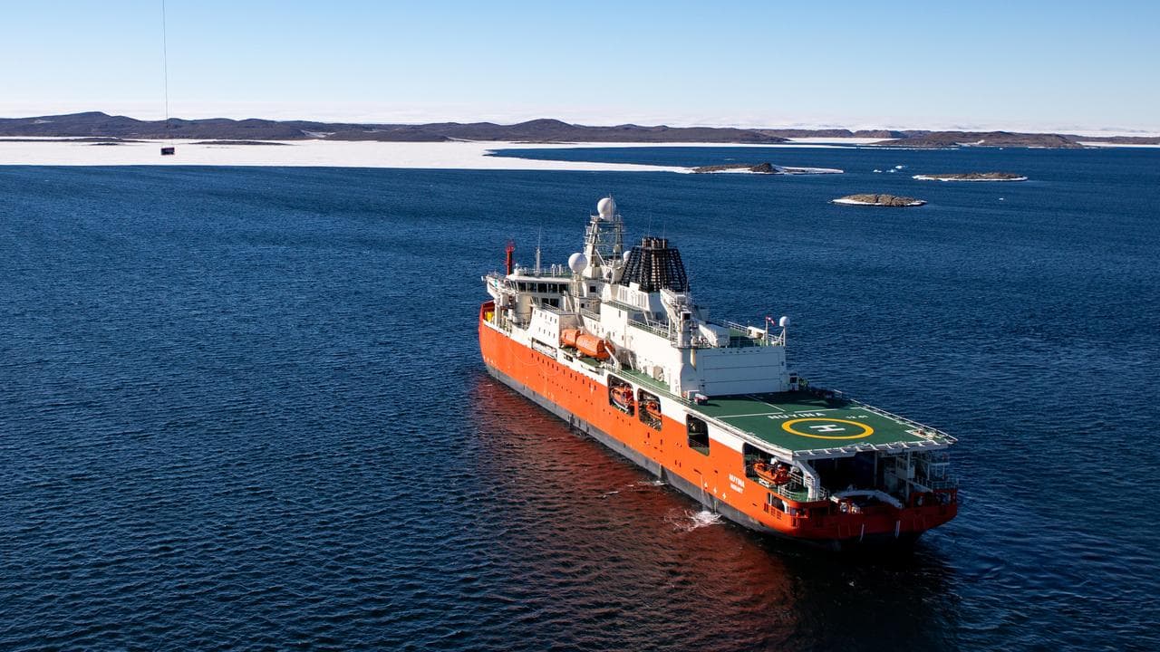 Scientific ship RSV Nuyina at Heard Island (file image)