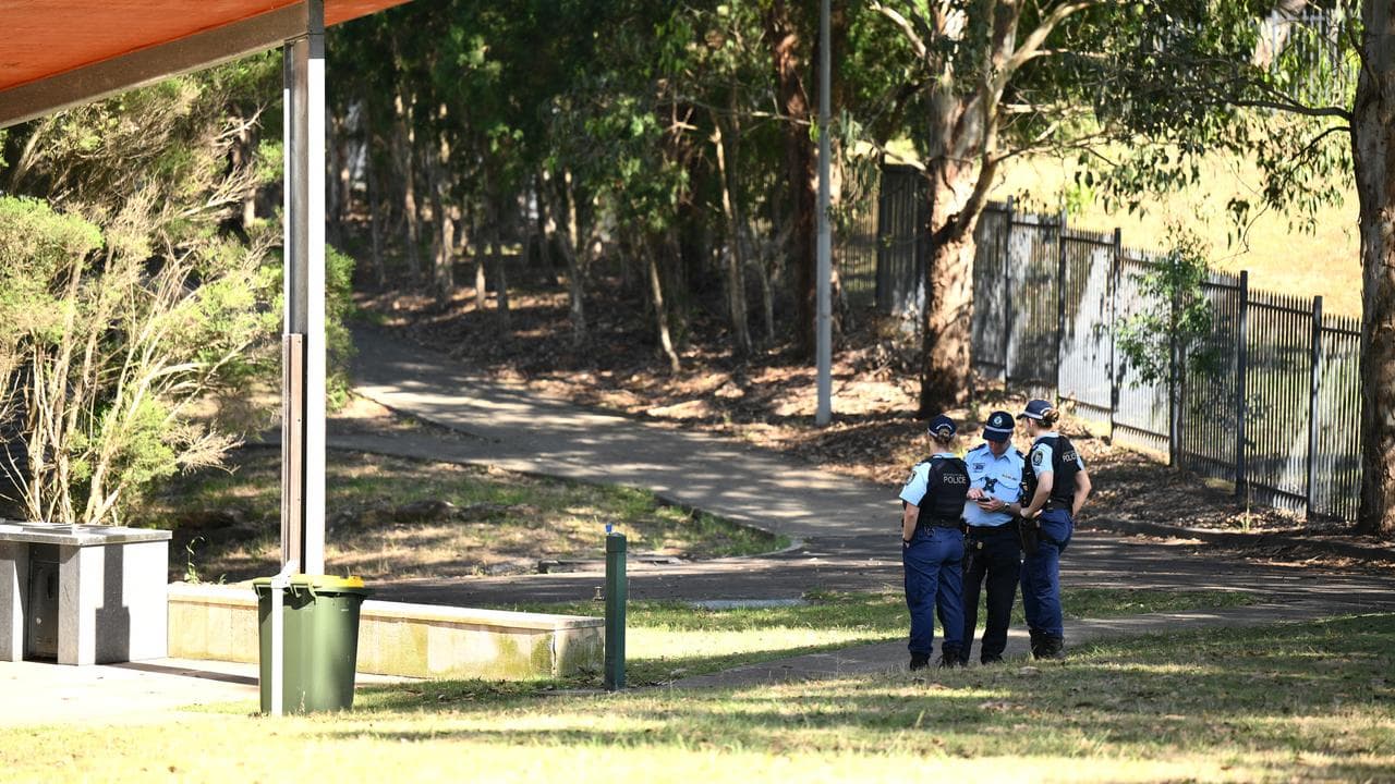 Police at the homicide scene