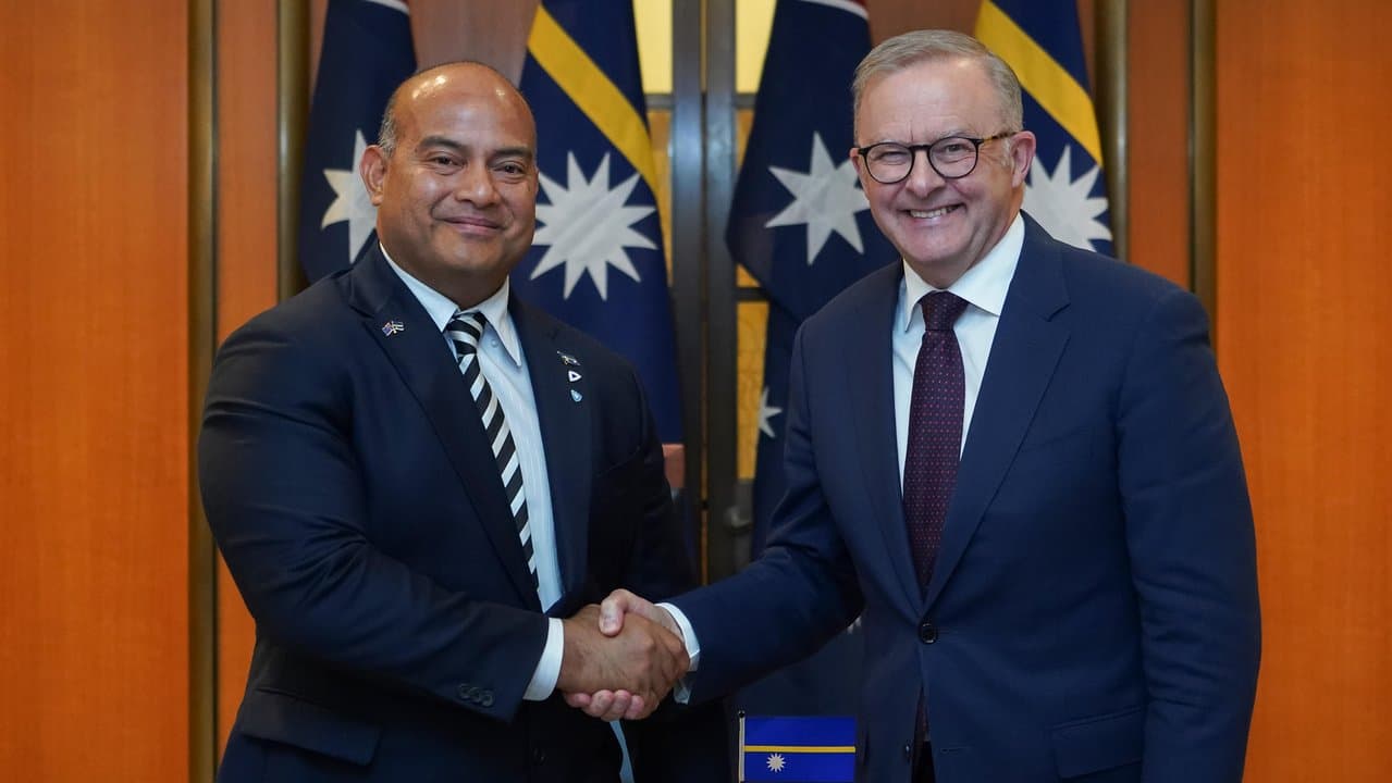 Nauru President David Adeang and Anthony Albanese