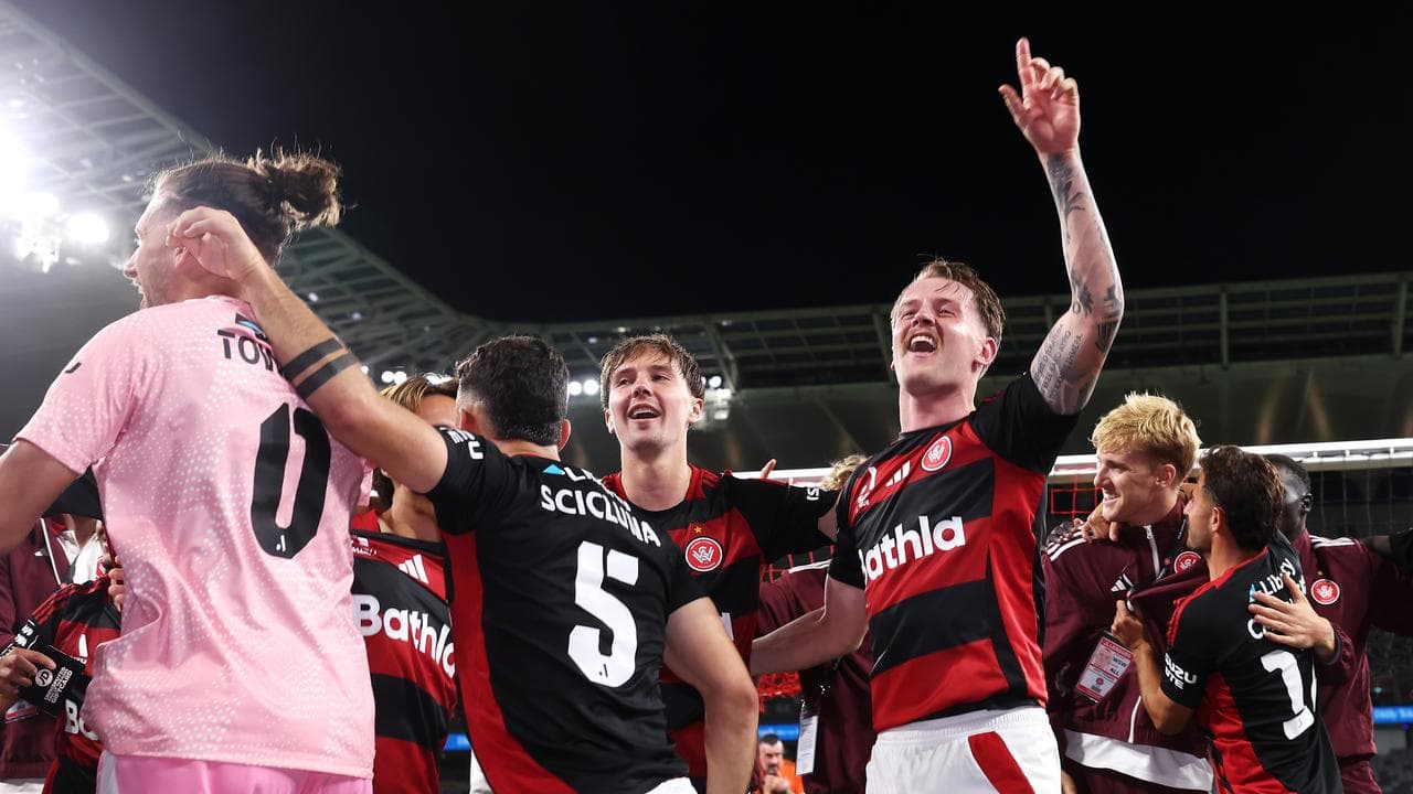 Celebrating Western Sydney Wanderers players.