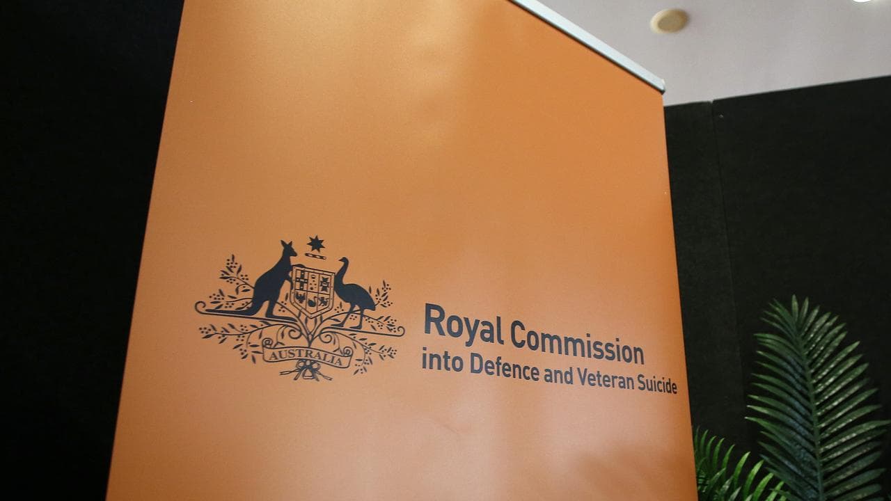 Signage outside the Royal Commission into Defence and Veteran Suicide