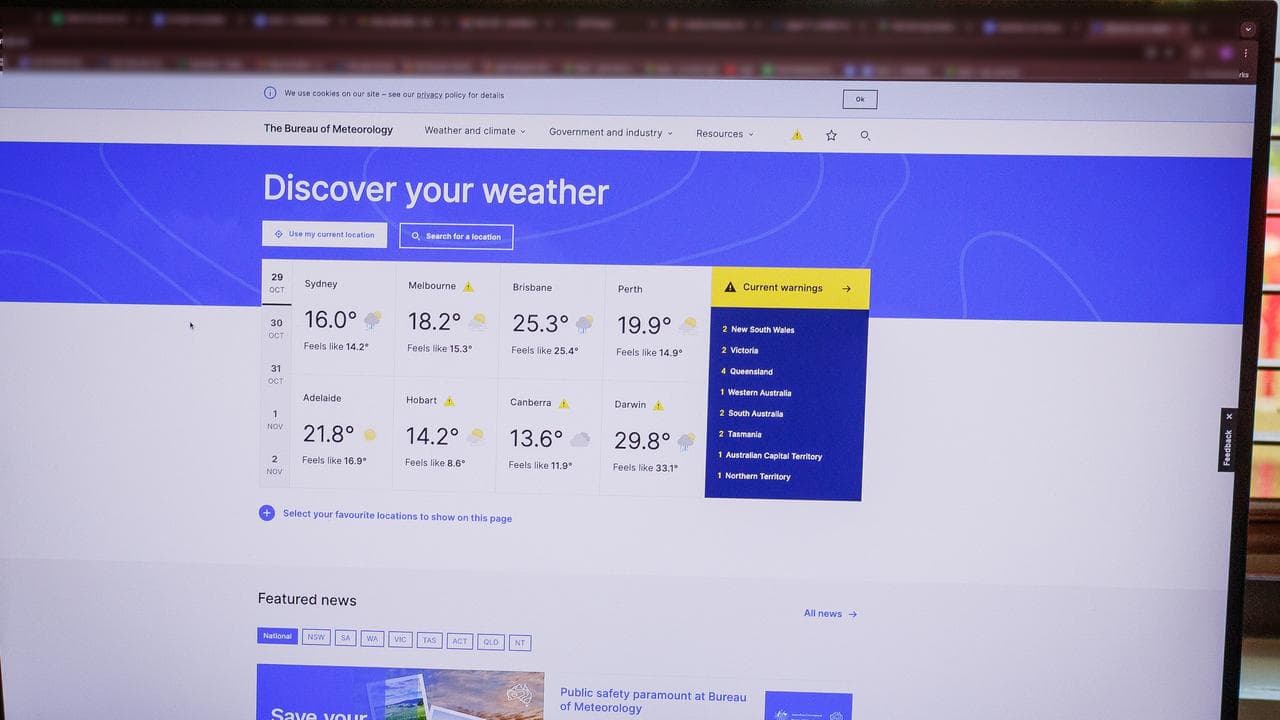The BOM weather website (file image)