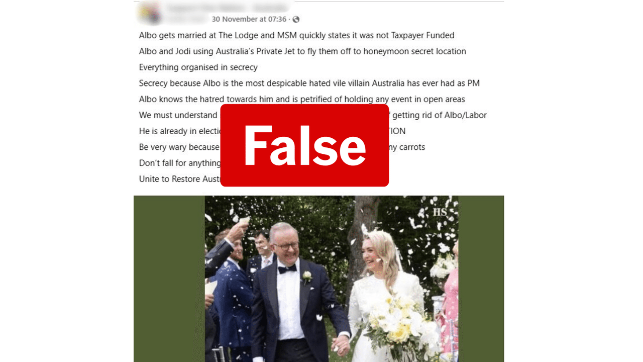 A false Facebook claim relating to the prime minister's wedding