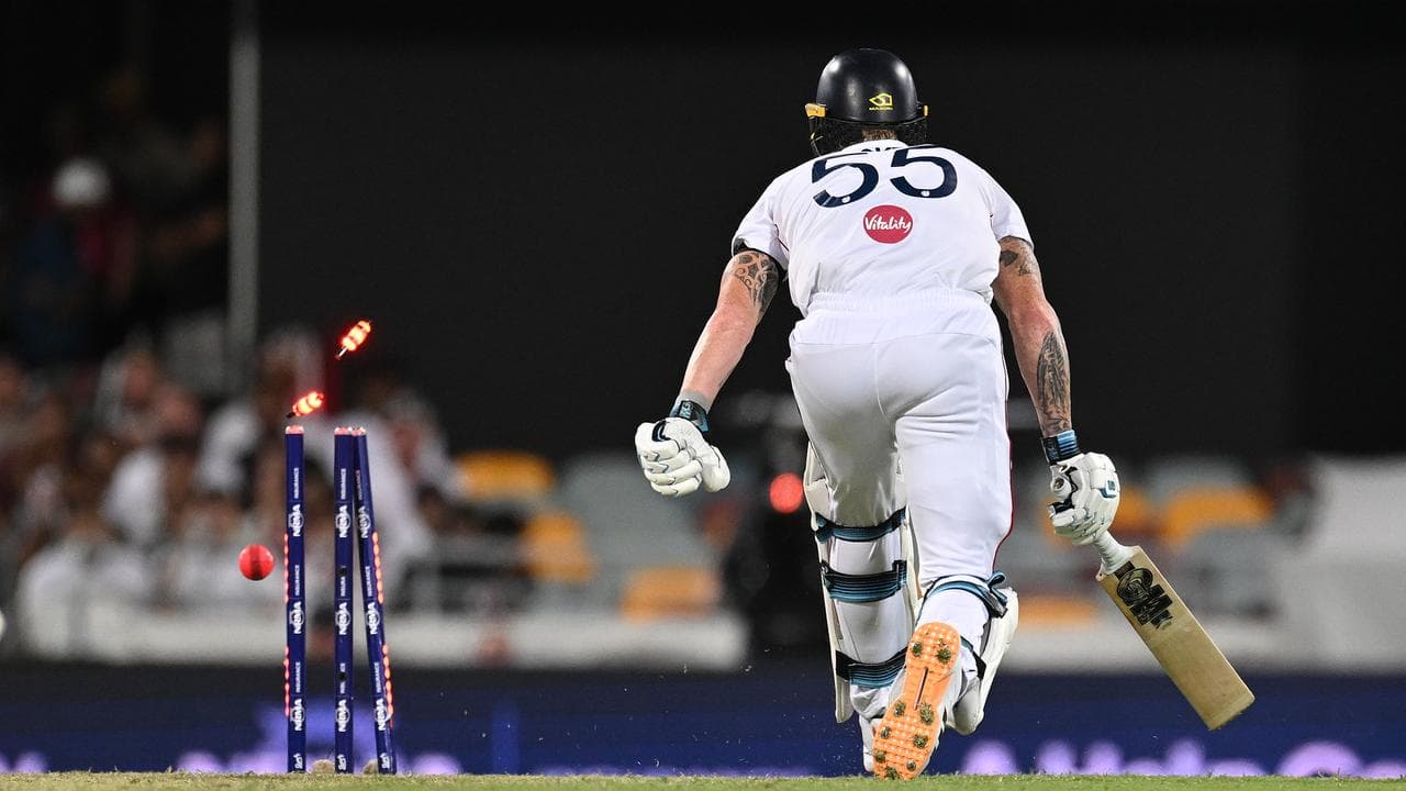 England captain Ben Stokes is run out for 19