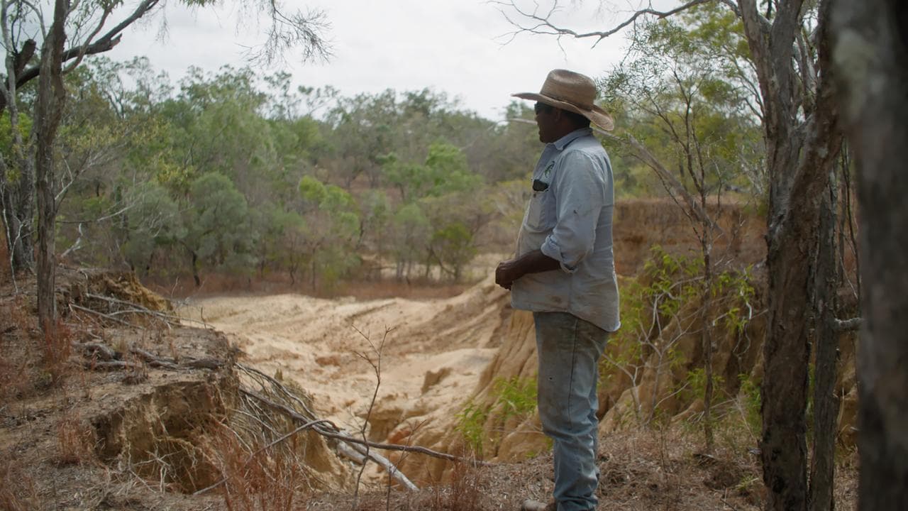 Vince Harrigan with erosion on Normanby Station
