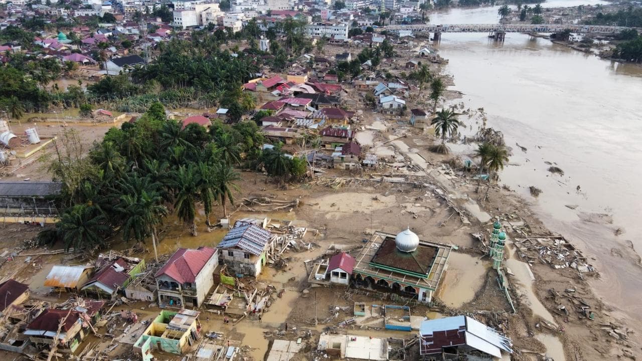 Area devastated by flash flood in Aceh Tamiang, on Sumatra Island