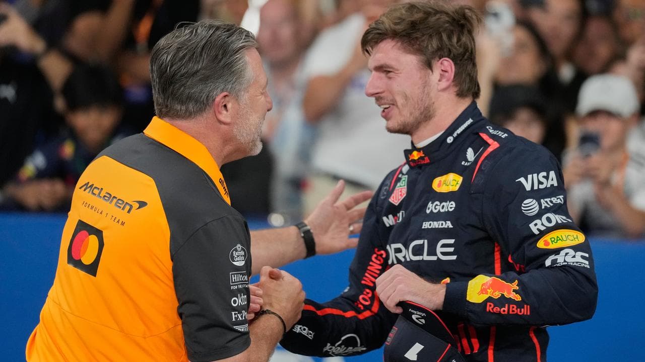 Zak Brown congratulates Red Bull driver Max Verstappen