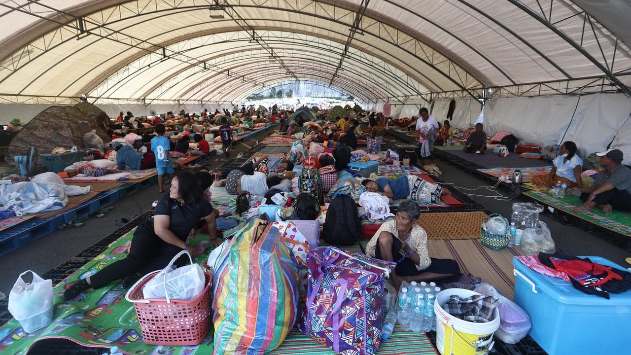 Evacuation center in Buriram province, Thailand